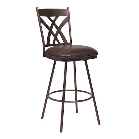 Armen Living Dover 26" Counter Height Barstool in Auburn Bay and Brown Faux Leather LCDOBAABBR26